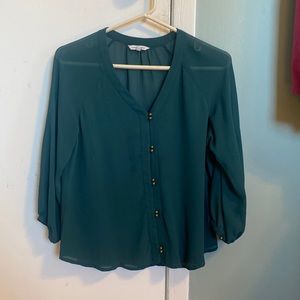 Naked zebra size small green with bronze accents blouse